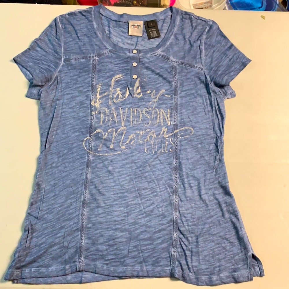 Harley-Davidson Light Blue Short Sleeve Logo Tee